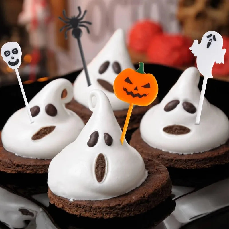 10pcs/set Cartoon Children Cake Dessert Pick Toothpick Lunch Pick Halloween Fruit Fork Food Fork Bento Lunches Party Decoration Oasis Select