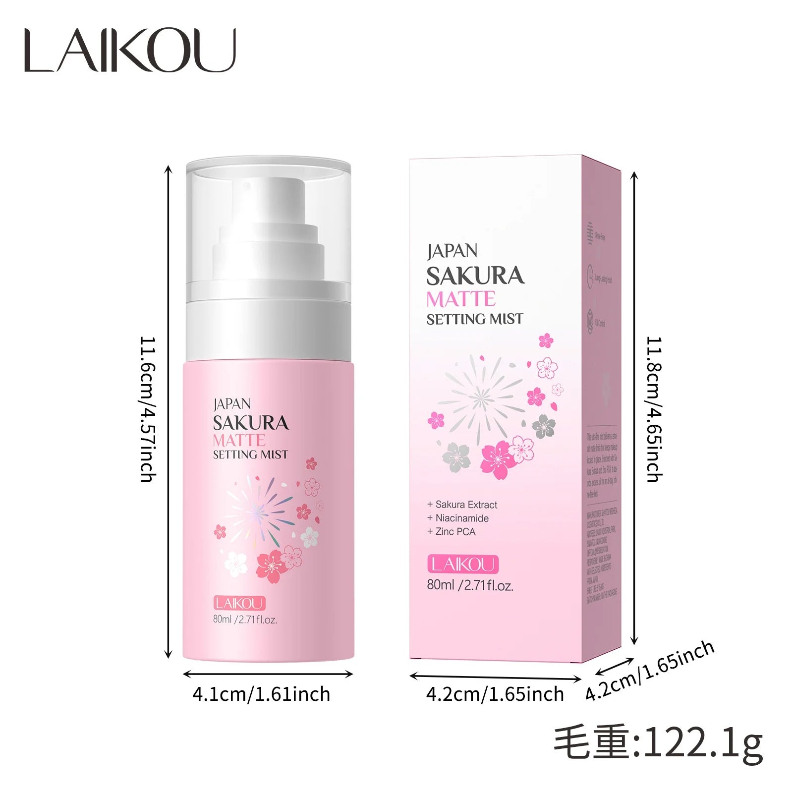 LAIKOU Sakura Matte Makeup Setting Spray Oil Control 80ml