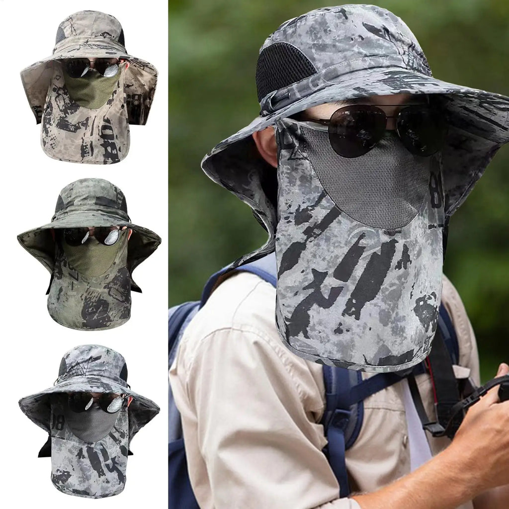 UV Protection Hat Hiking Hat with Face Cover and Neck Flap Detachable UPF50 Cap Breathable Bucket Cap For Fishing Backpacking Oasis Select