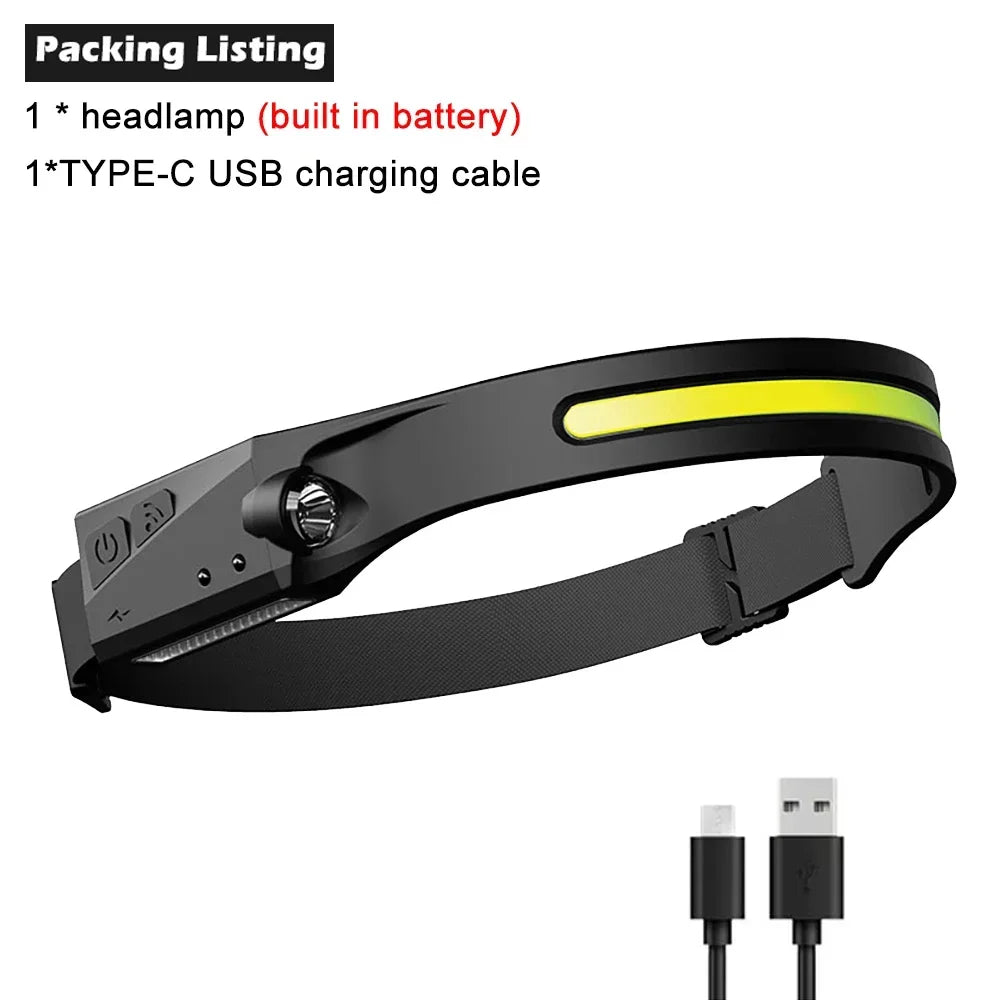 COB LED Rechargeable Headlamp – 5 Modes, Sensor, IPX4 | ZHIYU