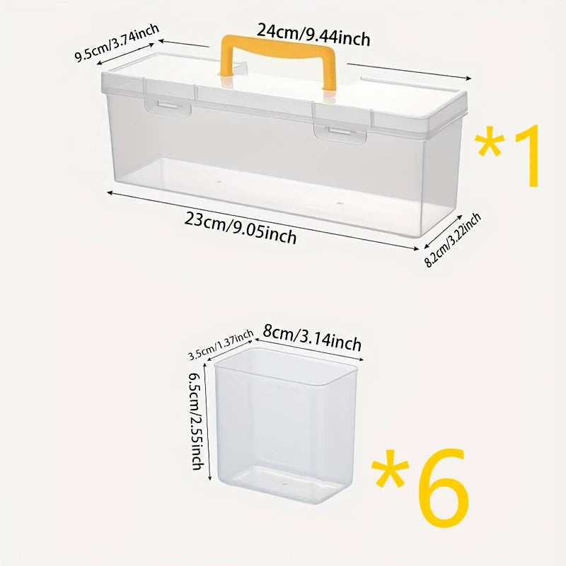 7Pcs Heavy Duty Parts Organizer, Clear Tool Storage Box with 6 Removable Bins, Portable Hardware Case for Screws Nails Nuts Oasis Select