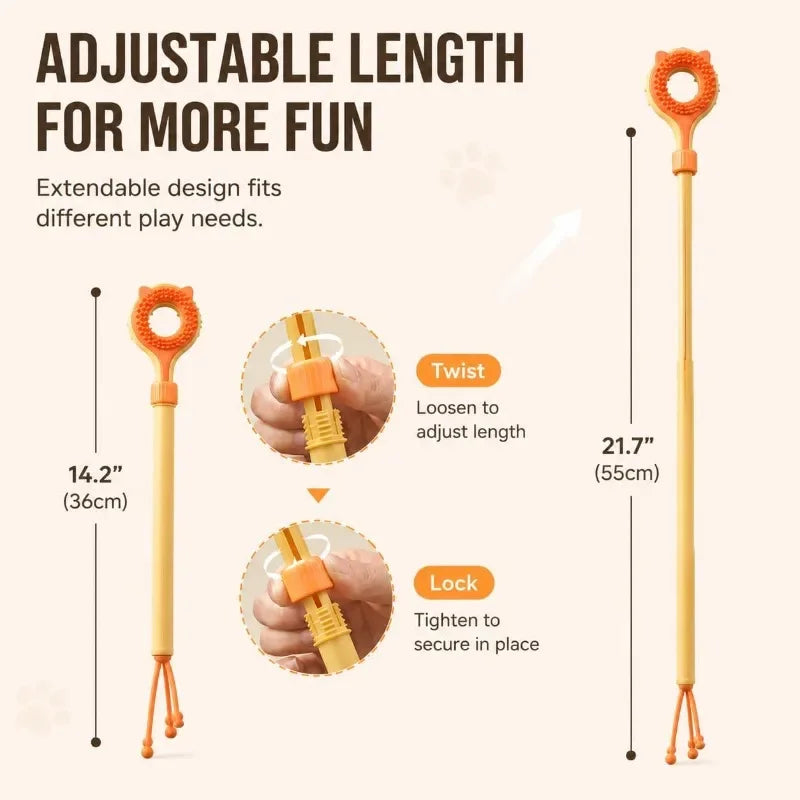 Double Sided Massager 2 in 1 Retractable Cat Tickler Cat Teaser Wand Interactive Cat Toy for Kitten Grooming Relieve Itching Oasis Select