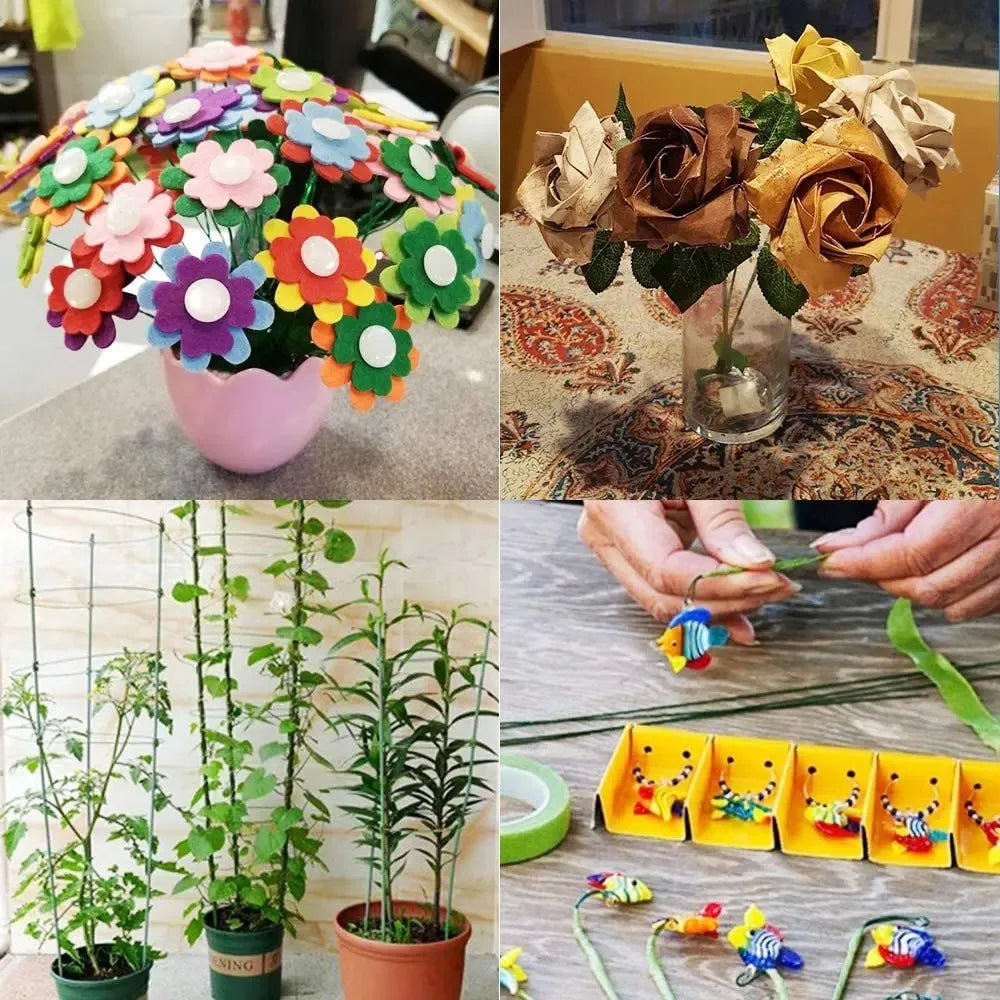 100Pcs 40cm Floral Wire Stems Paper Covered DIY Crafts Paper Floral Wire Iron Wire Flower Making Accessory Home Decor Oasis Select