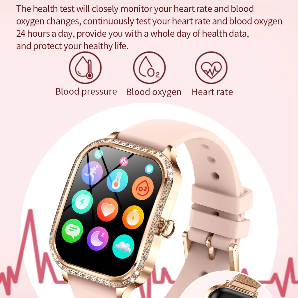 New Women Fashion Smart Watch Lady Blue Tooth Call Smartwatch Waterproof Health Monitor Wristwatch Sports Fitness Tracker Music Oasis Select