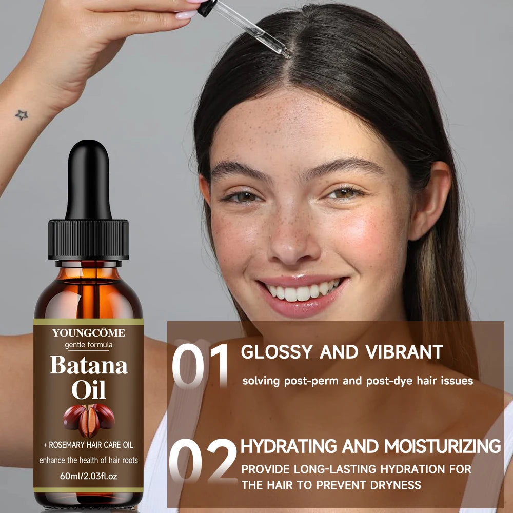 40ml/60ml Batana Rosemary Mint Scalp Hair Strengthening Oil Biotin Essential Oils Nourishing Treatment Split Ends Dry All Types Oasis Select