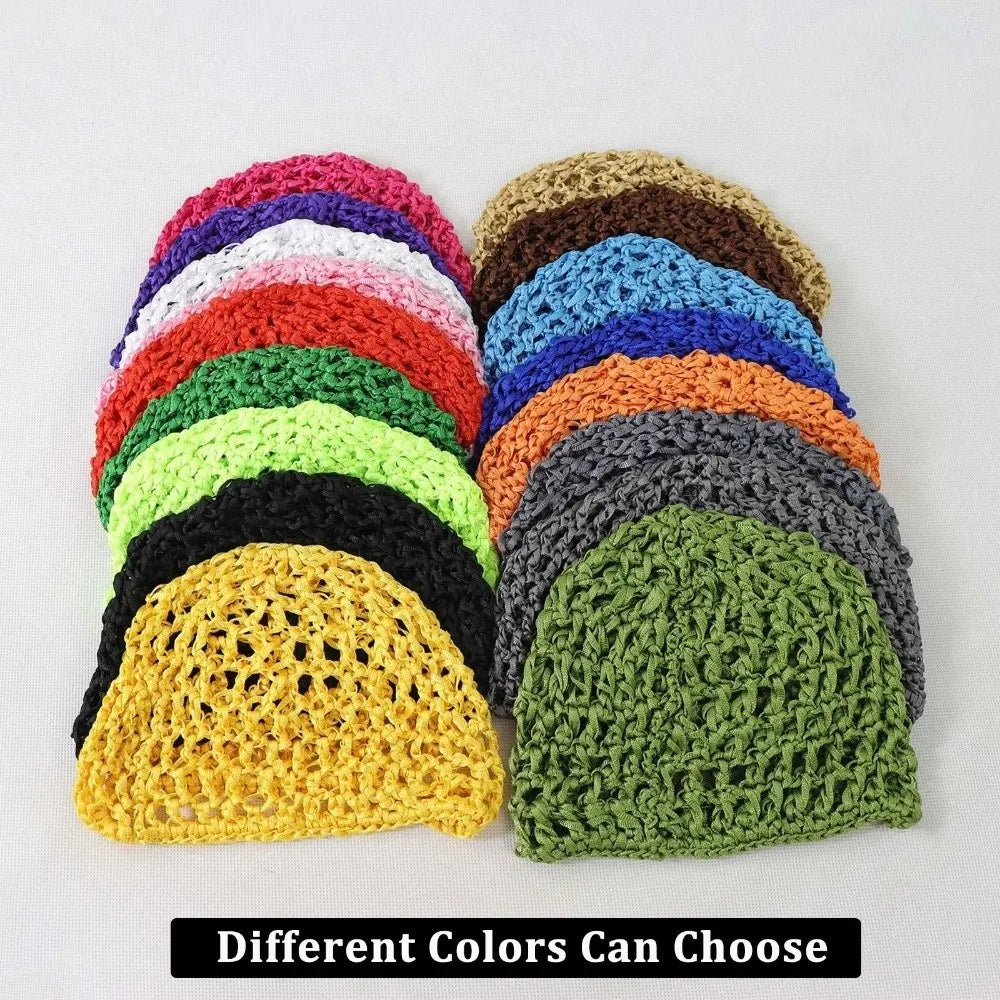 Simple Breathable Hair Net Cap Crochet Cap Comfortable Wig Caps Hollowout Mesh Turban Hat for Women Oasis Select