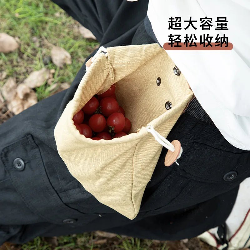 Outdoor Fruit Picking Bag Waist Hanging Tools Fanny Pack Bag Bundle Pocket Folding Canvas Tools Storage Bag Organizer Oasis Select