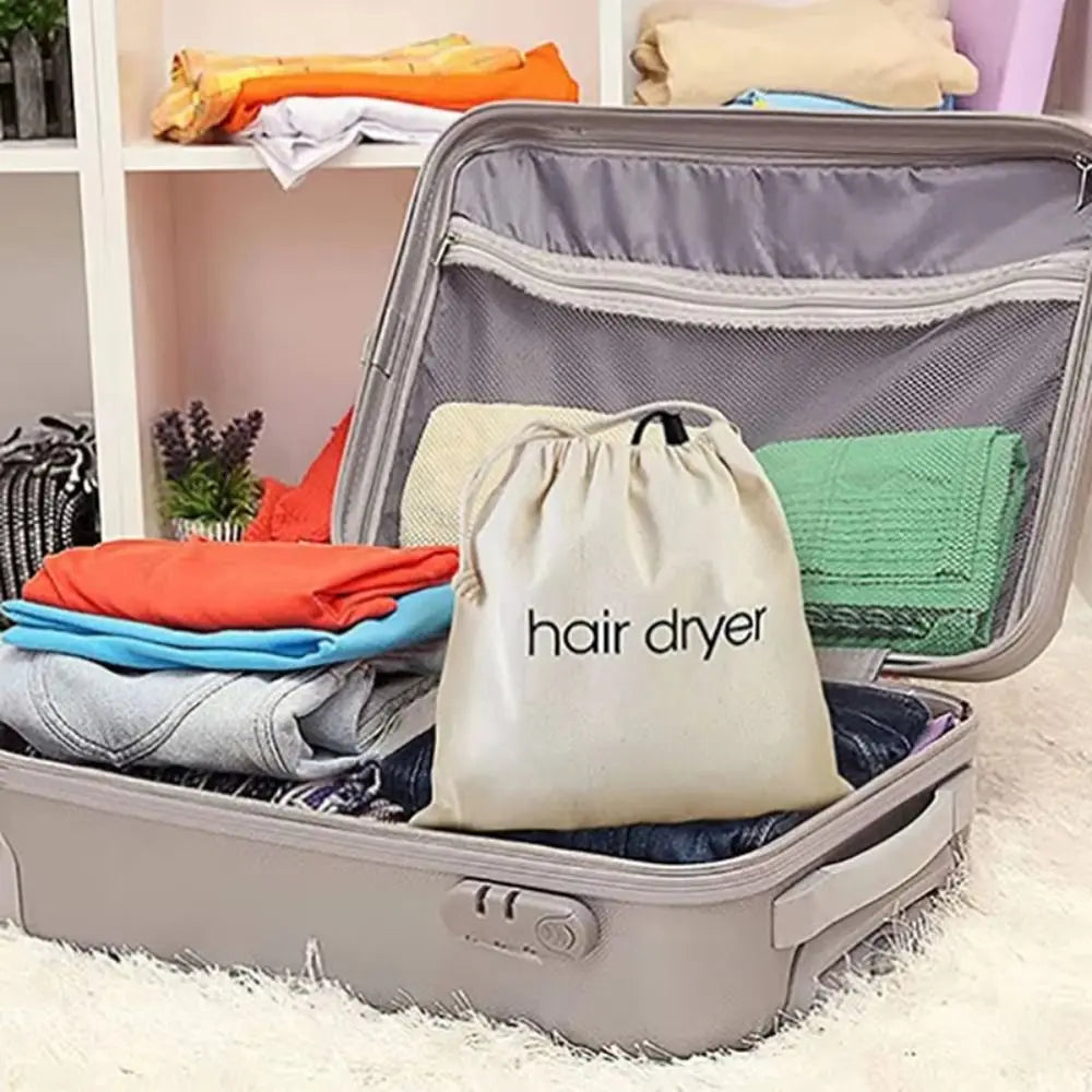 Portable Dustproof Hair Dryer Cloth Bag Large Capacity Drawstring Hairdryer Bag Canvas Hair Diffuser Oasis Select