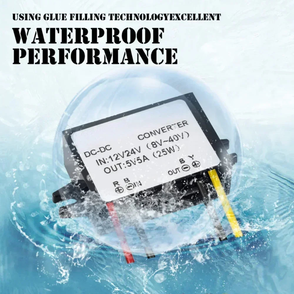 DC 12v 24v to 5v 5A 10A Step Down Converter Regulator Power Adapter Reducer for Car Electronics Truck Vehicle Boat Solar System Oasis Select