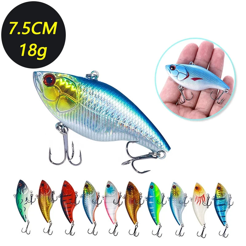 2026 7.5cm/18g VIB Fishing Lure 3/5/8PCS Of Random High Quality Artificial Biomimetic Fishing Lure Outdoor Fishing Accessories Oasis Select