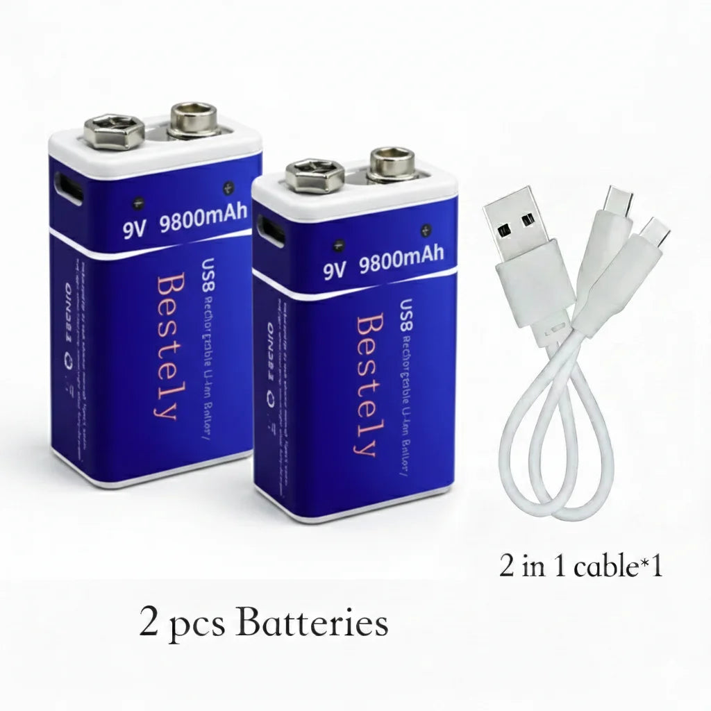 wide selling Long Cycle Life, Safe & Reliable 9V rechargeable li-ion battery for daily electronic devices Oasis Select 2 PCS Batteries