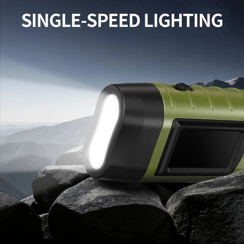 Solar Hand Crank LED Flashlight – Camping Emergency Torch