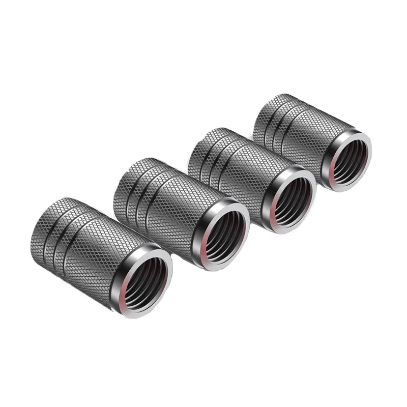 4Pcs Car Tire Valve Stems Cap Knurling Style Tire Valve Cap Aluminum Tire Wheel Stem Air Valve Cap car Universal accessories Oasis Select 4PC silvery