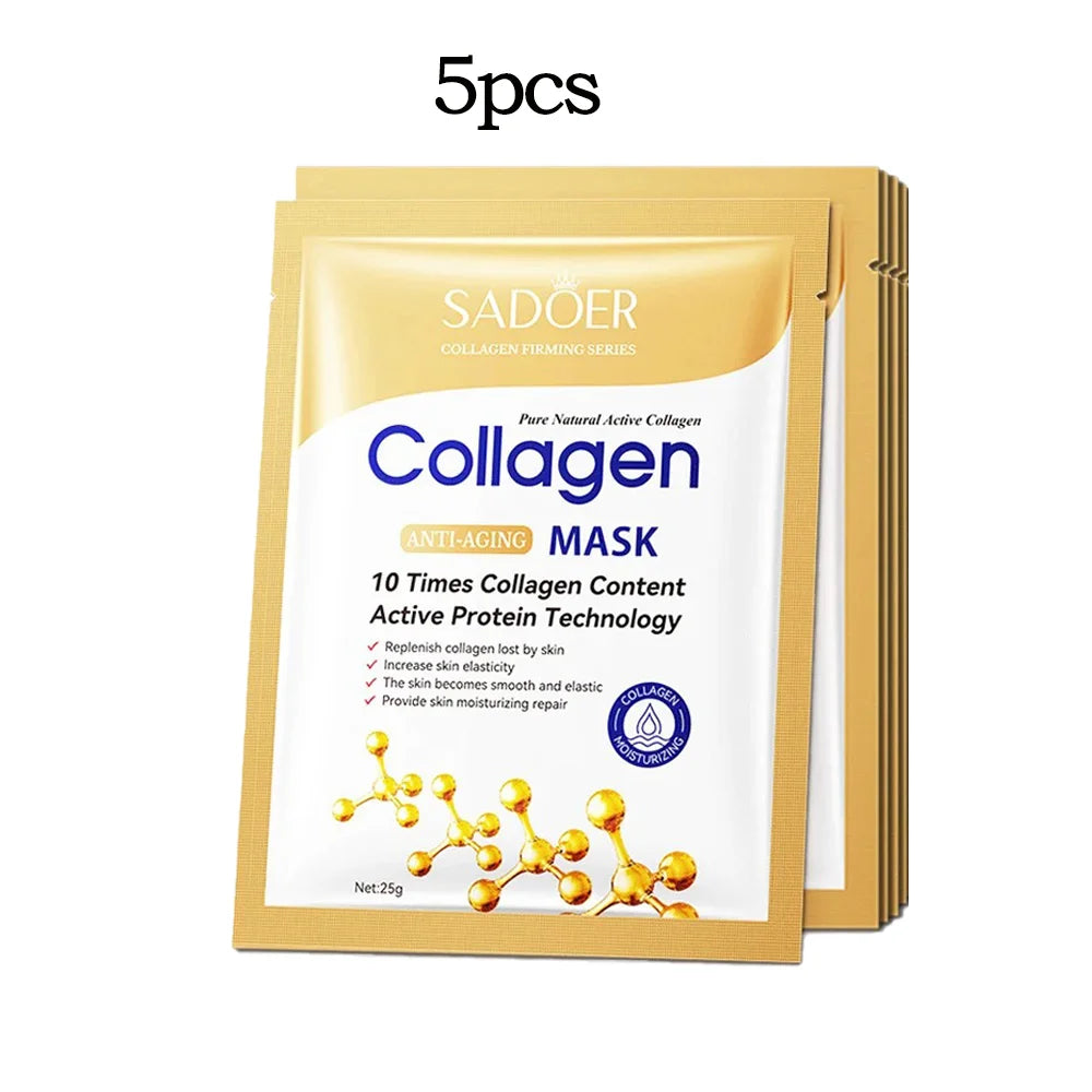 5/10Pcs SADOER Collagen Facial Mask Hydrating Firming Glowing Nourishing Soft Skin Care Sheet Mask Oasis Select 5pcs