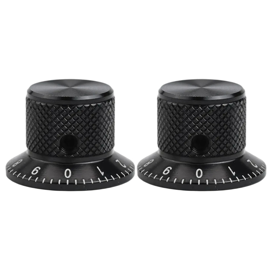 2PCS Aluminum Solid Core Potentiometer Knob Cap Volume Adjustment Knob Hole 6MM Audio Electric Guitar Bass Knob Screw Oasis Select Black