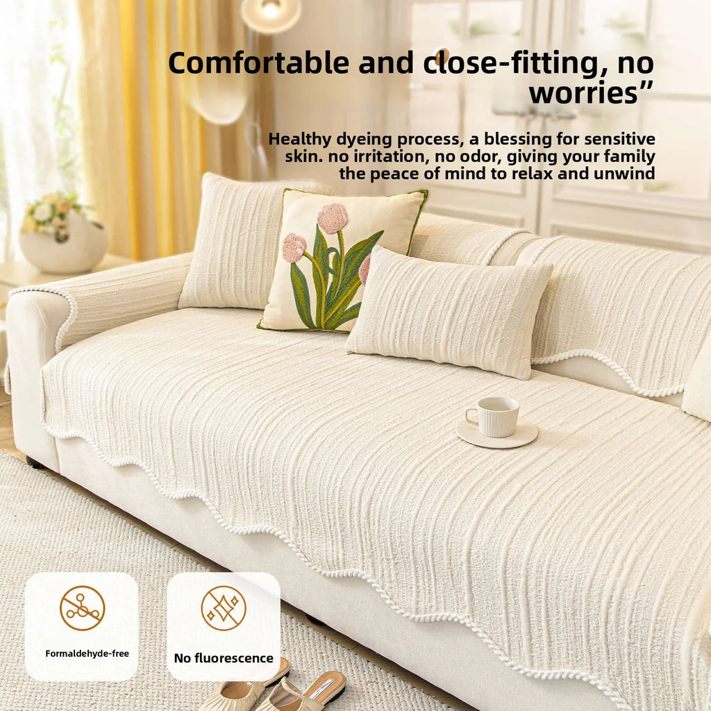 2026 New Cream Style Sofa Cushion Universal Four Seasons Non Slip Seat Pad High Grade Irregular Sofa Cover Mat For Autumn Winter Oasis Select