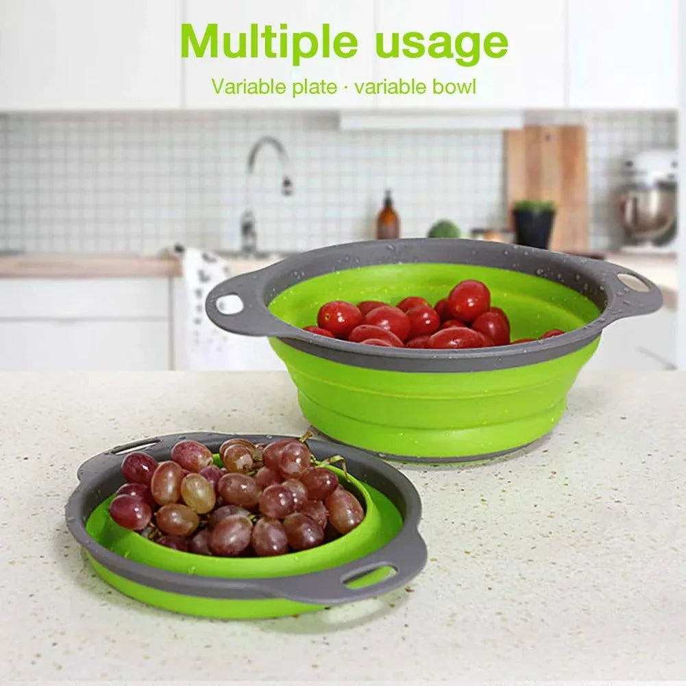 Silicone Folding Drain Basket Fruit Vegetable Washing Basket Foldable Strainer Colander Collapsible Drainer Kitchen Storage Tool Oasis Select