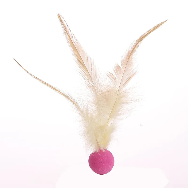 New Popular Chicken Feather Rubber Elastic Ball Feather Throwing Cat Toy for Self-entertainment and Boredom Pet Toy Oasis Select purple