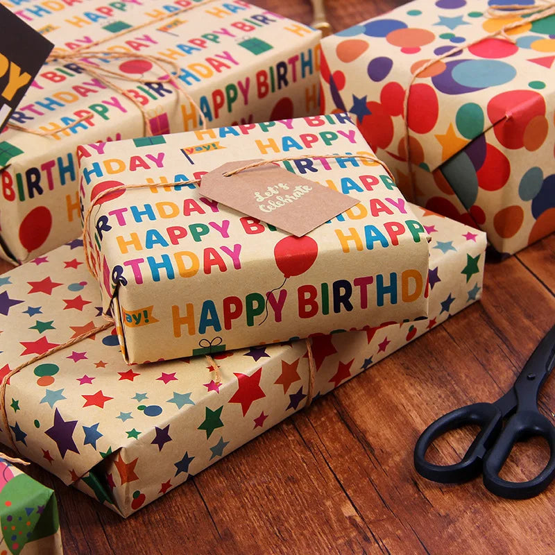 50x70cm Colorful Balloon Birthday Gift Wrapping Paper Valentine's Day Gift Packaging Papers Flower Bouquet Paper DIY Craft Decor Oasis Select