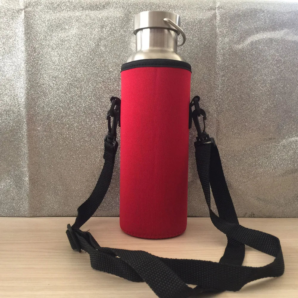 Insulated Neoprene Water Bottle Carrier Bag & Shoulder Strap 1L Bottle Carrier Sleeve Oasis Select Red