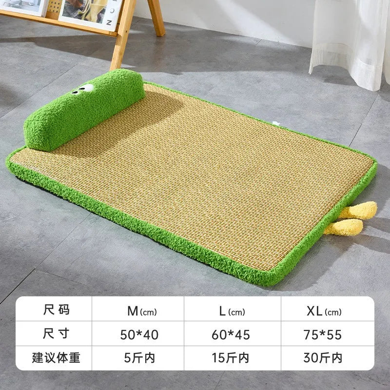 Summer Pet Wicker MATS, Cat Beds, Cool and Breathable Cat Beds, Dog Bed MATS, and Pet Ice Pads Can Be Disassembled and Washed Oasis Select Unilateral green M 50x40cm