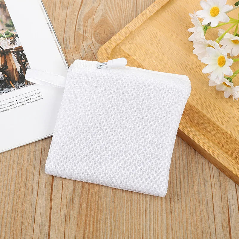 Thickened Polyester Mesh Laundry Bag Mini Multi-Function Laundry Bag Bra Lingerie Socks Laundry Basket Washing Machine Sorting Oasis Select White