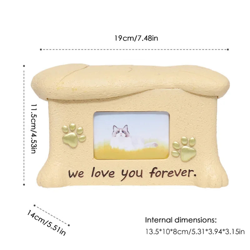 Resin Pet Urns Dogs Cats Cremation Urn Peaceful Memorial with Photo Frame Cremation Urns for Animal Ashes Funeral Pet Ashes Box Oasis Select