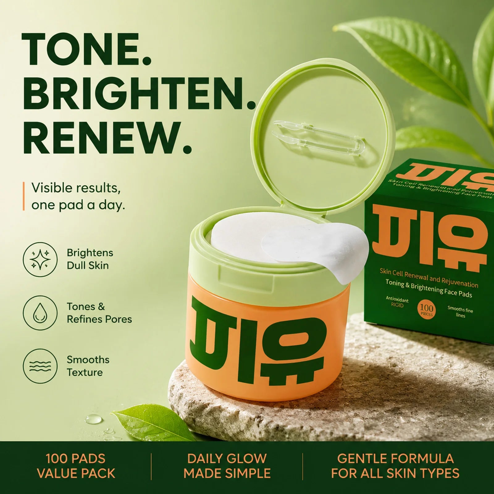 100pcs Centella Face Pads For Toning Brightening Antioxidant Smooths Fine Lines Hydrating Soothing Care Serum Cotton Oasis Select