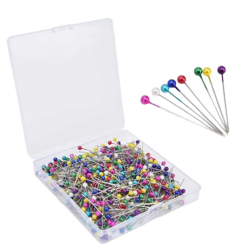600Pcs Ball Head Design 38MM Sewing Pins Colorful Straight Positioning Pins Pearl Head Fabric Pins Sewing Making Oasis Select 600Pcs