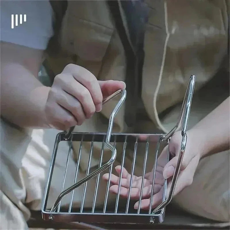 Outdoor Stainless Steel Stove Holder Camping Portable Folding Mini Barbecue Rack Set Pot Holder Baking Tray Holder Oasis Select