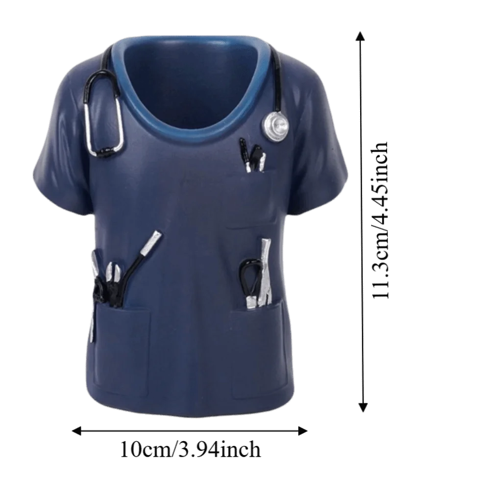 Creative Doctor's Coat-Shaped Pen Holder With Stethoscope Decoration Practical Doctor White Coat Pencil Holder Oasis Select