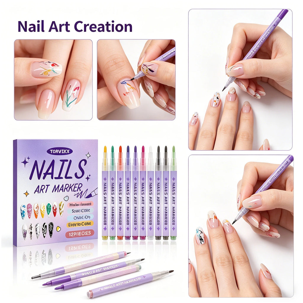 Nail Art Pen DIY Painting Fine Tip Long Lasting Color Smooth Drawing Water Based Waterproof Quick Dry Professional Beginner Oasis Select