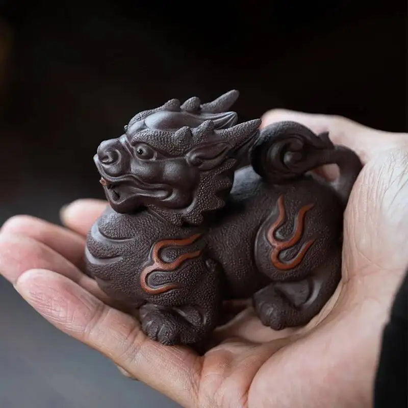 Purple Sand Tea Pet Ornaments Attracting Wealth Fire Pixiu Livable Tea Play Tea Table Decoration Accessories Oasis Select a