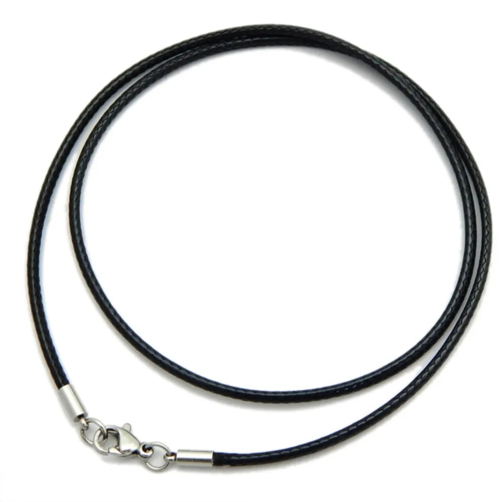 1/1.5/2/3mm Waterproof Braided Leather Chain Cord Rope Necklace with Stainless Steel Clasp for DIY Pendant Jewelry Making Men Oasis Select