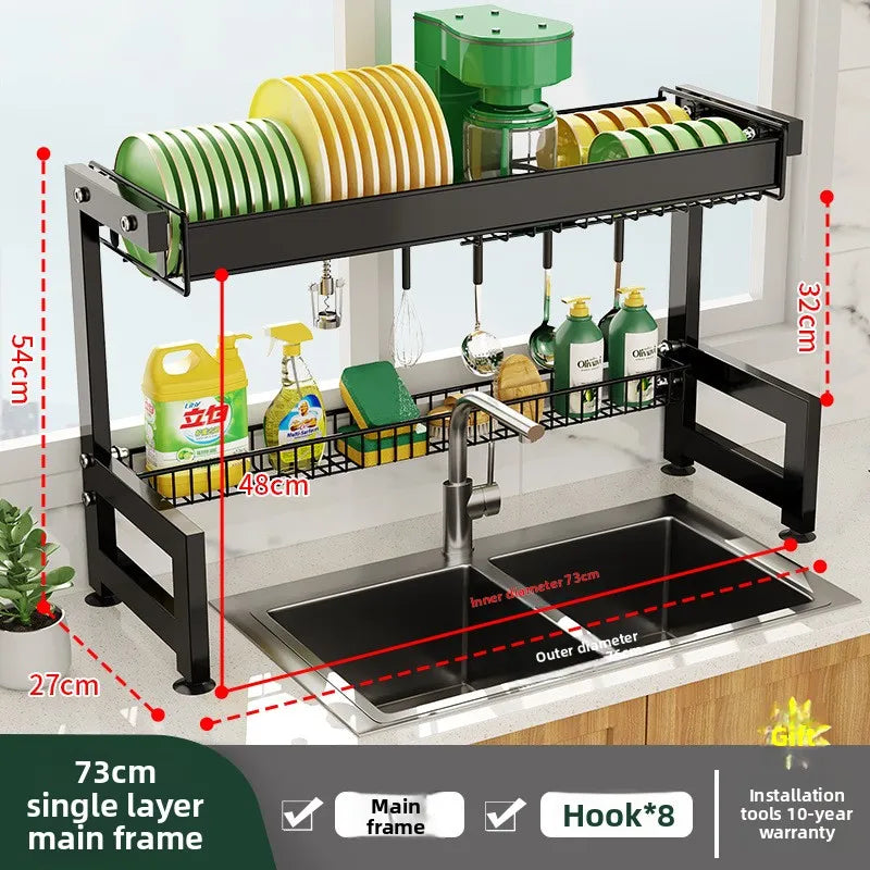 Multifunctional Kitchen Sink Shelf Dish Rack Drain Rack Countertop Dish Rack Drain Sink Rack Oasis Select 73cm D