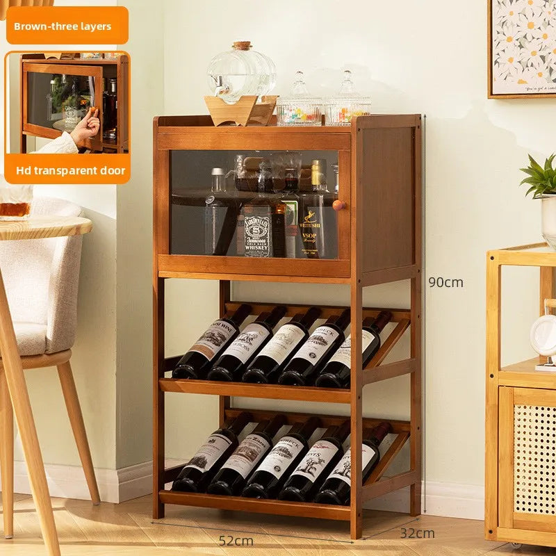 Household small wine cabinets, wine grids, bar tables, display stands, wine decoration, simple, solid wood against the wall Oasis Select Brown 3-52