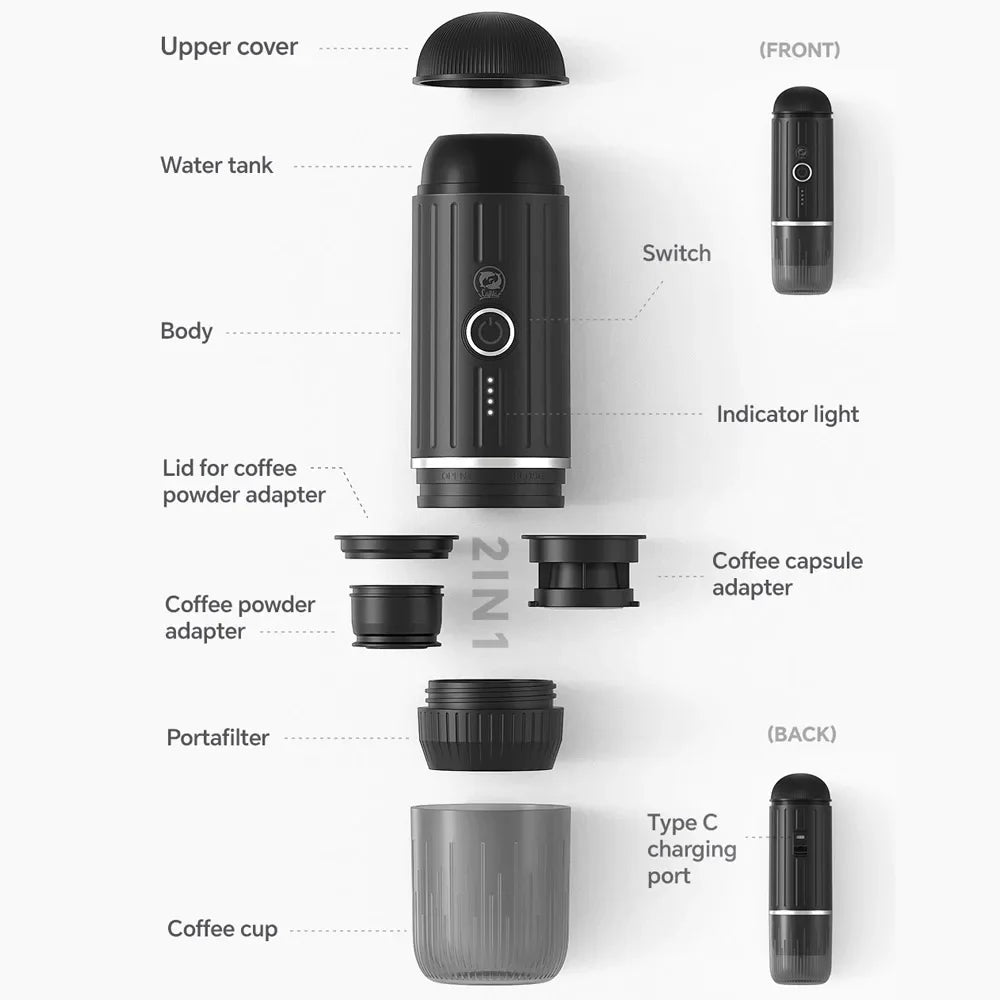 URGGU Portable Rechargeable Espresso Machine – Travel & Office