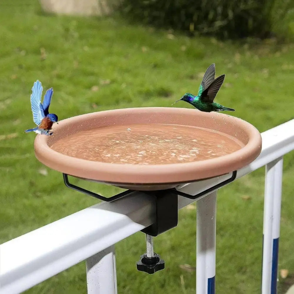 Deck Railing Bird Bath & Feeder – Adjustable Brown Plastic Deck Railing Bird Bath Oasis Select