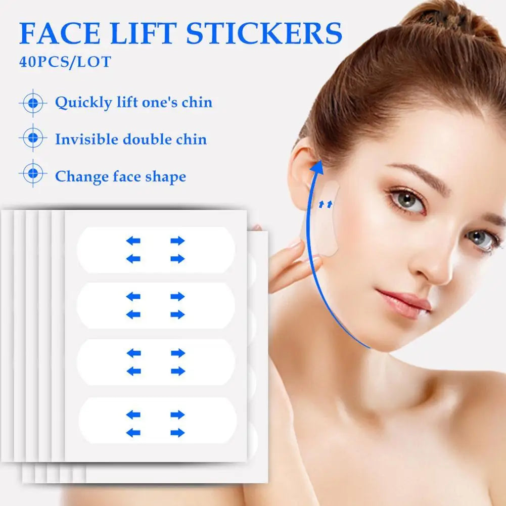 40 Patches Lifting Face Stickers Waterproof V Face Makeup Adhesive Transparent Face Patches Invisible Face Lift Tape Skin Care Oasis Select
