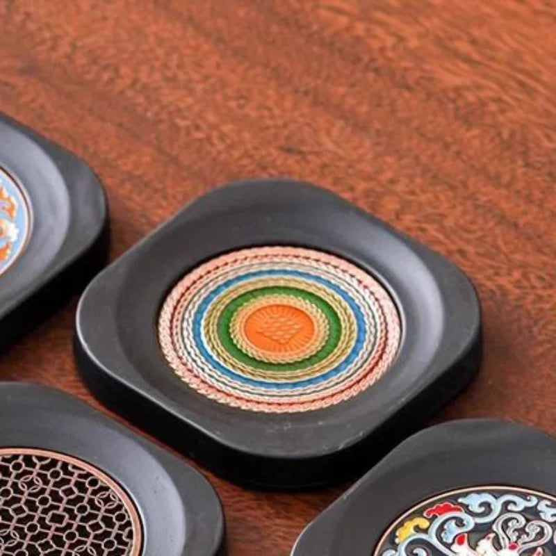 6Pcs Retro PVC Coasters Dining Table Protector Pad Heat Resistant Cup Mat Coffee Tea Hot Drink Mug Placemat Kitchen Accessories Oasis Select