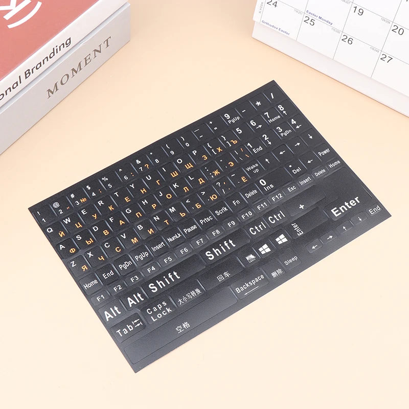 1Pc Full Size Russian Keyboard Stickers Letter Alphabet Layout Sticker Key Stickers For Laptop Desktop PC Keyboard Cover Oasis Select