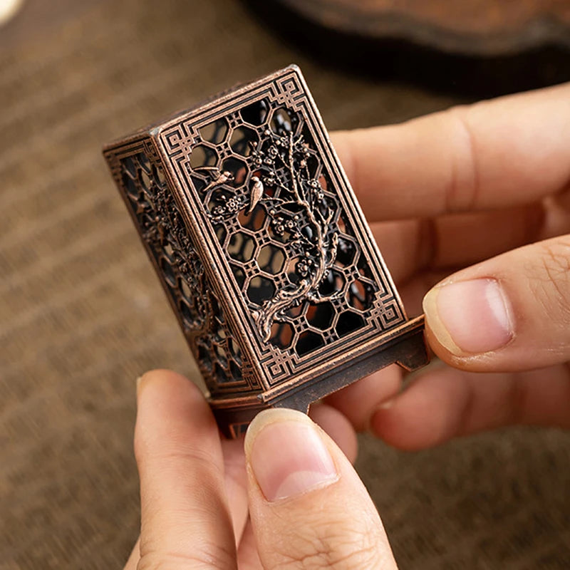 Alloy Censer Incense Holder Square Vertical Incense Burner Indoor Aromatherapy Home Ornament Chinese Incense Burners Oasis Select