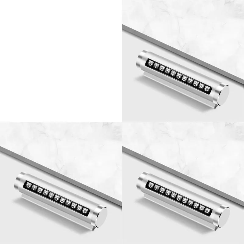 1/2/3pcs Phone Number Plate Temporary Parking Card Aluminum Stickers Rotate Park Stop Metal Car Temporary Parking Card Auto Oasis Select 3pcs Silver