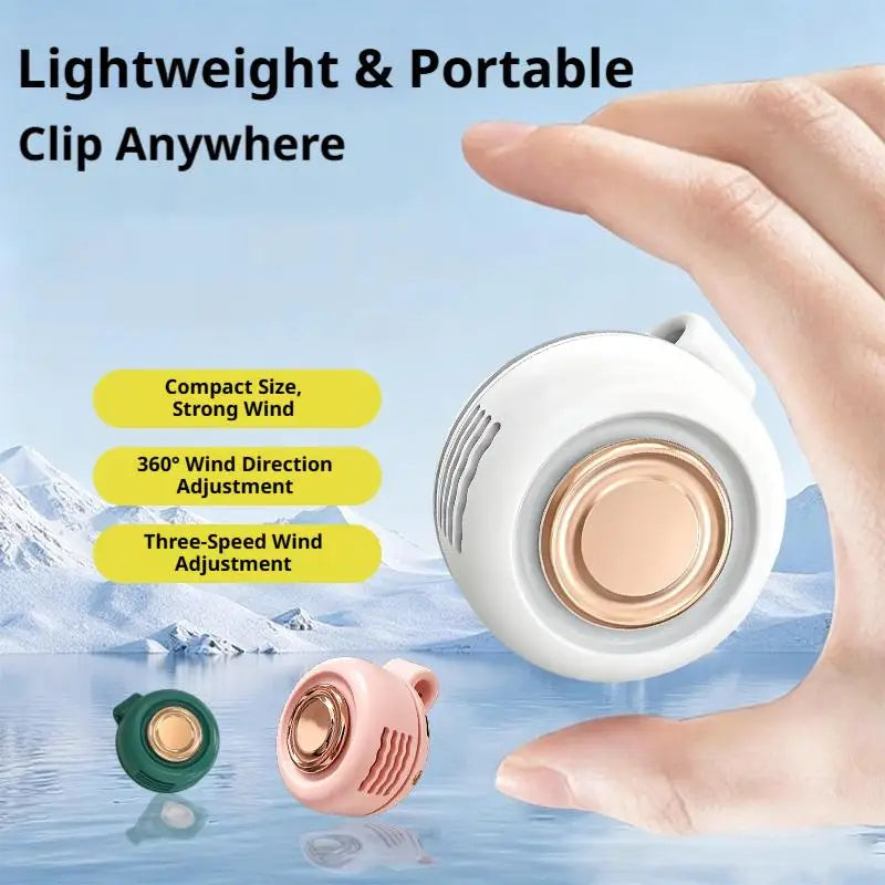 Mini Clip On Fan Portable Waist Hanging Neck Fans Hands Free USB Personal Air Cooler Wearable Pocket Fan for Travel Camping Oasis Select