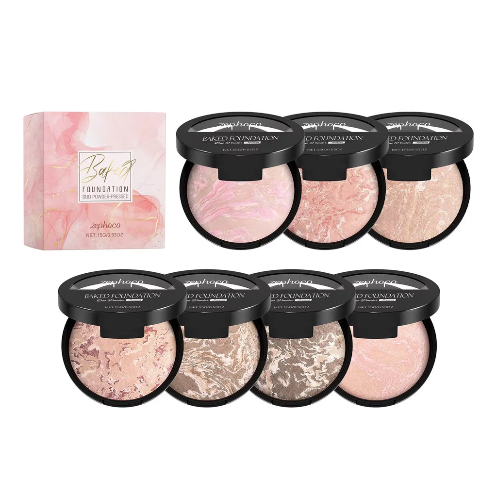 Zephoco Matte Baked Powder Foundation – Oil Control & Colour Correct Baked Powder Foundation Oasis Select 7pcs boxed