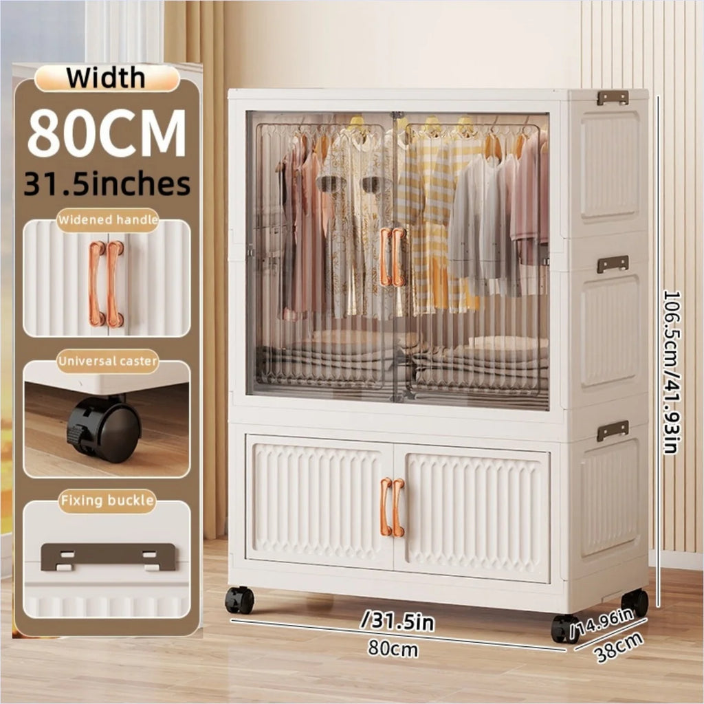 Foldable Double-door Wardrobe-no Assembly Portable Closet Large