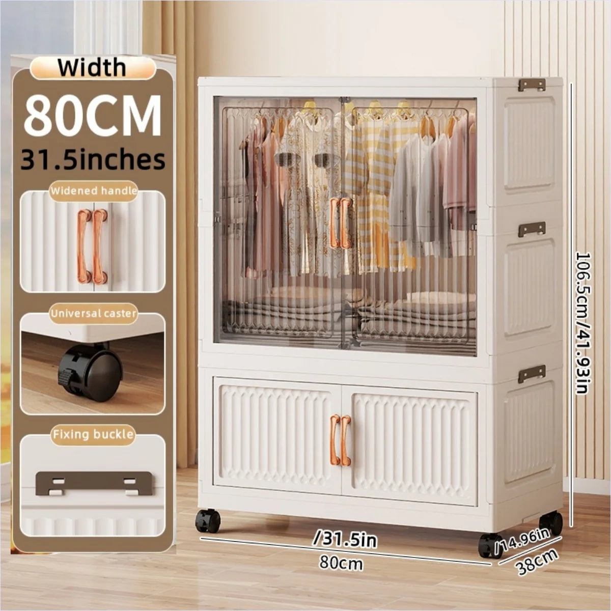 Foldable Double-door Wardrobe-no Assembly Portable Closet Large