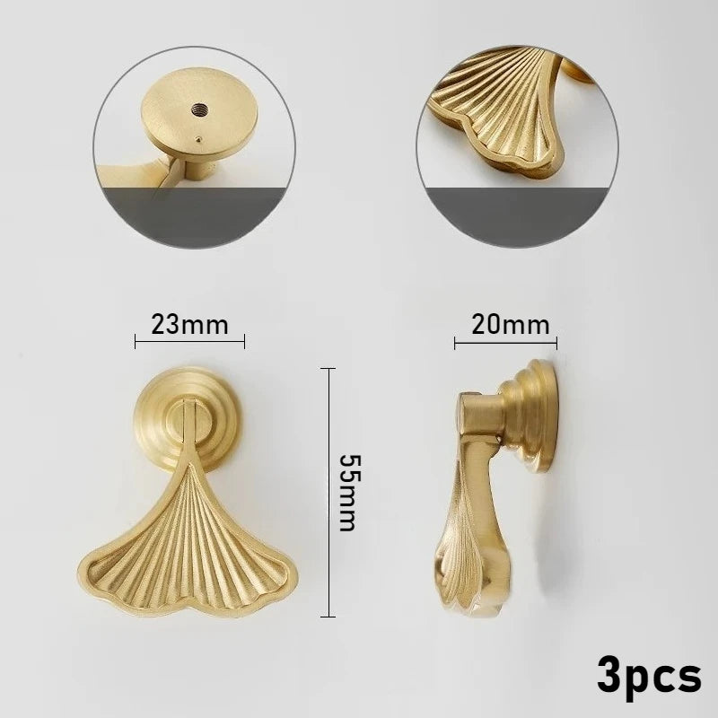 Pure Brass Light Luxury Pendant Drawer Yellow Antique Copper American Gold Cabinet Door Retro Antique Copper Single Hole Handle Oasis Select Brushed gold 3pcs