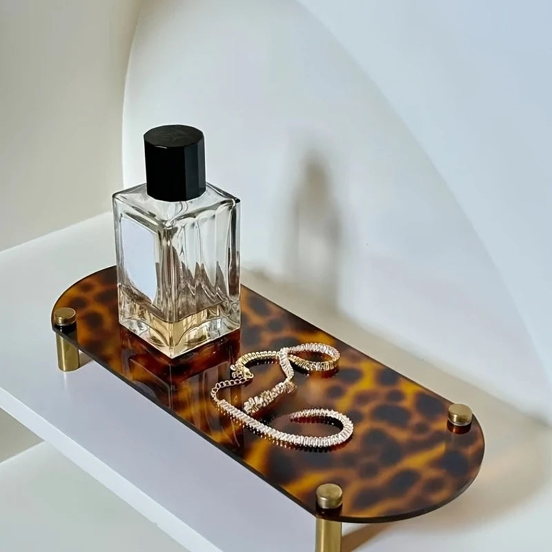 Retro Acrylic Decorative Tray Perfume Earrings Rings Necklace Jewelry Ornament Tray Desktop Foyer Key Tray Hoom Decoration Gifts Oasis Select