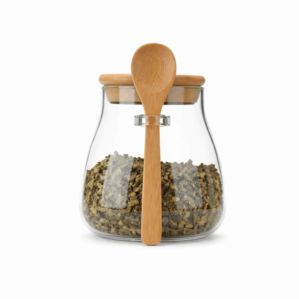 Airtight Glass Storage Jars with Bamboo Lid & Wooden Spoon